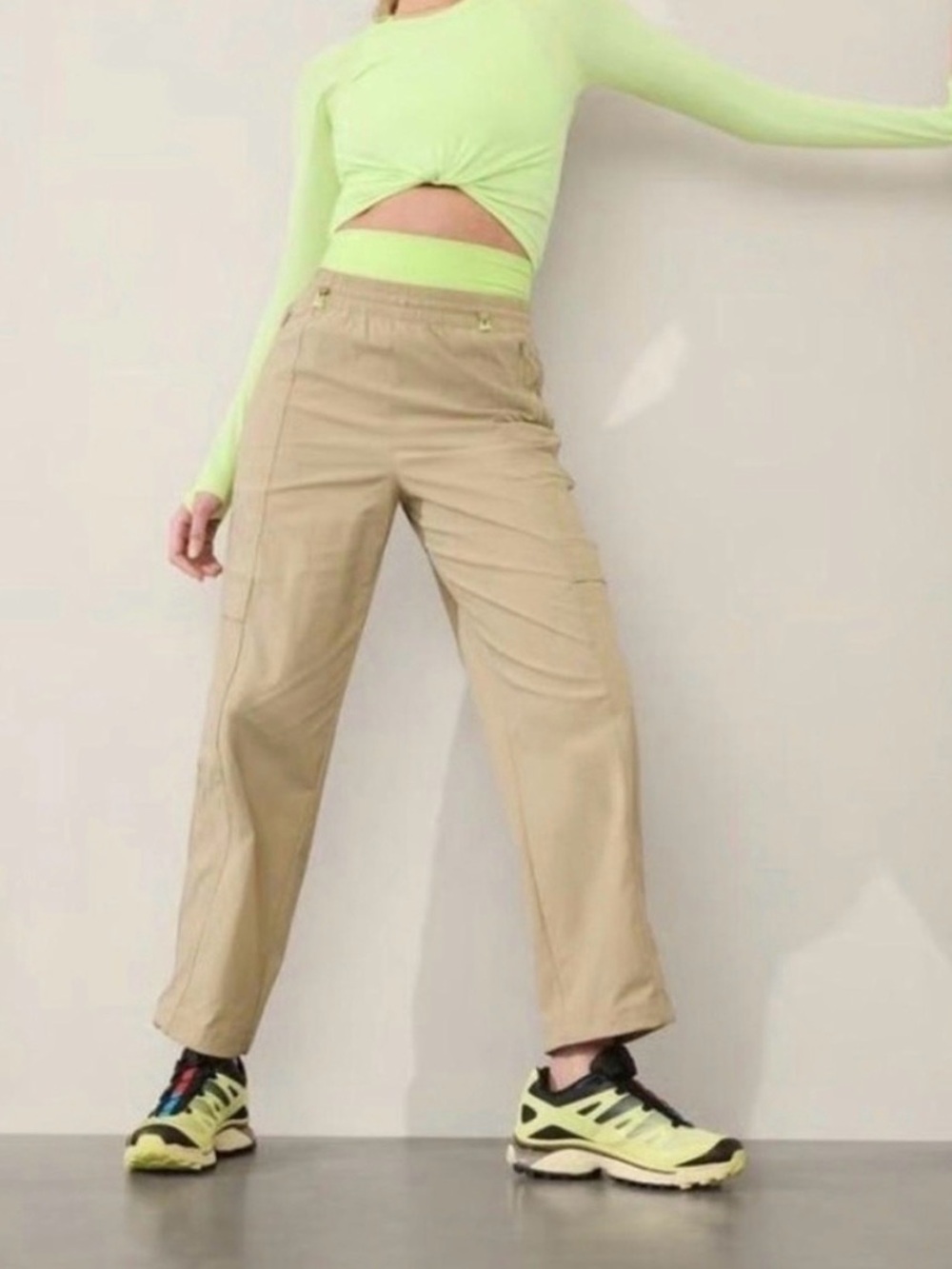 NWT Athleta Cascade Poplin Cargo Pant Oak (Tan / Khaki) Casual Women’s Size XL